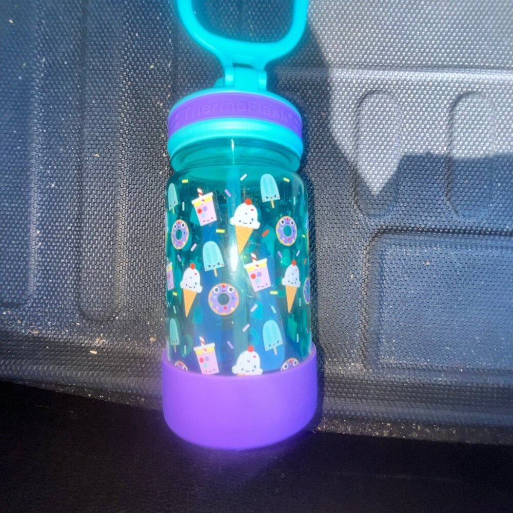 ThermoFlask Kids Water Bottle – Ice Cream & Donut Pattern, 14 oz